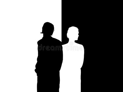 Couple Bw Illustrated Silhouette Of Couple Facing Away From Each Other