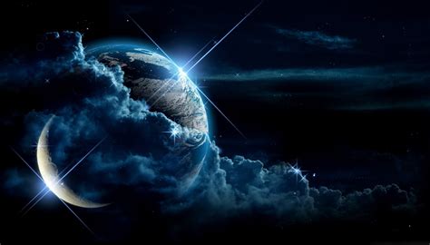 1920x1080 Atmosphere Clouds Earth Moon Nature Nautre Ocean