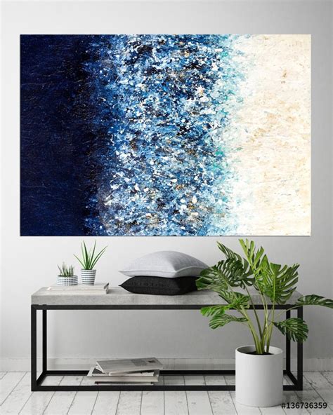 Large Wall Art Navy Blue Art Painting On Canvas Abstract Etsy