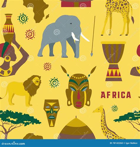 Africa Icons Set Pattern Stock Vector Illustration Of Kids 78142260