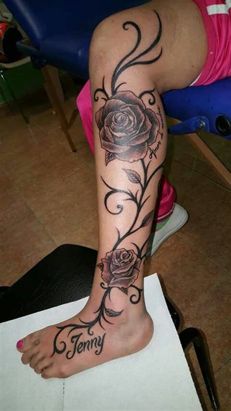Meaningful Rose Calf Tattoos For Females Best Tattoo Ideas