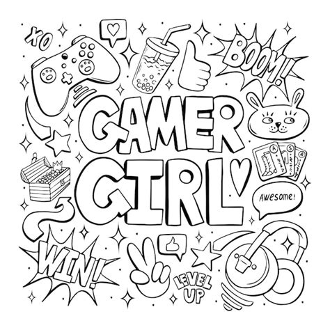 Premium Vector Gamer Girl Line Art In Retro Comics Style For Poster