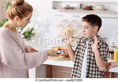 Disappointed Caring Mother Warning Her Son Is It Your Disappointed