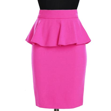 Pink Peplum Pencil Skirt Custom Fit Handmade Elizabeths Custom Skirts