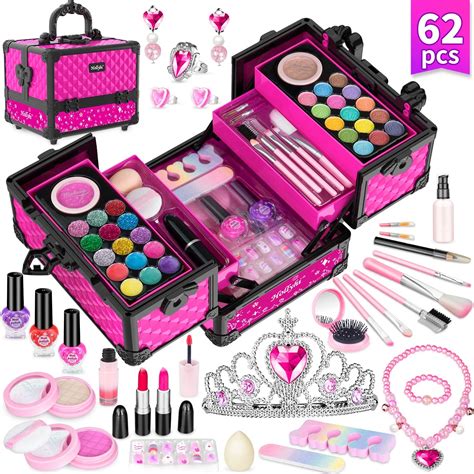 Hollyhi 62 Pcs Kids Makeup Kit For Girl Washable Play