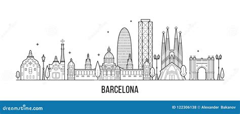 Barcelona Skyline Spain City Buildings Vector Stock Vector
