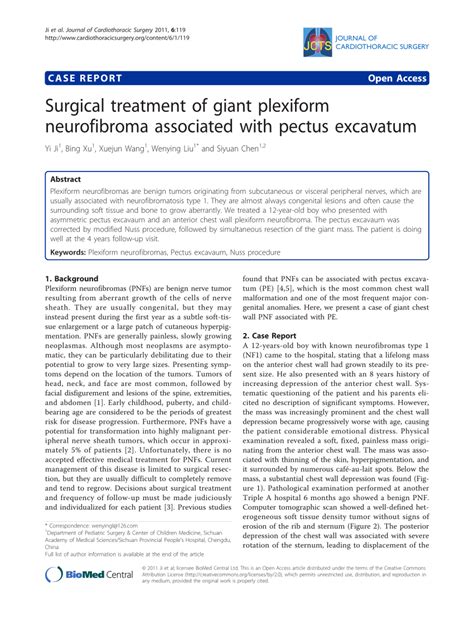 Pdf Surgical Treatment Of Giant Plexiform Neurofibroma Associated