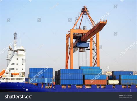 Freight Containers On Board Under Crane Stock Photo 65580466 Shutterstock