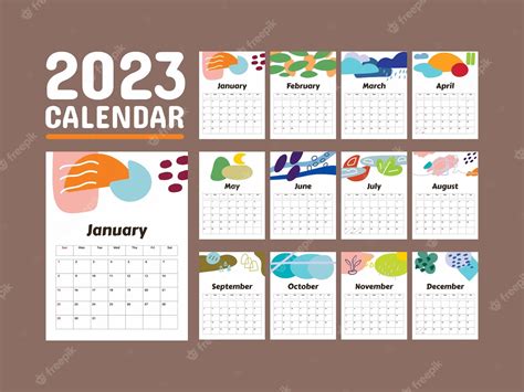 Premium Vector New Year 2023 Calendar Planner Template Abstract