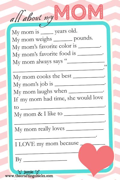 Mothers Day Questionnaire And Free Printable Download The Crafting Chicks