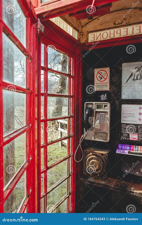 The Interior Of A Traditional Red Telephone Box In The Uk Editorial