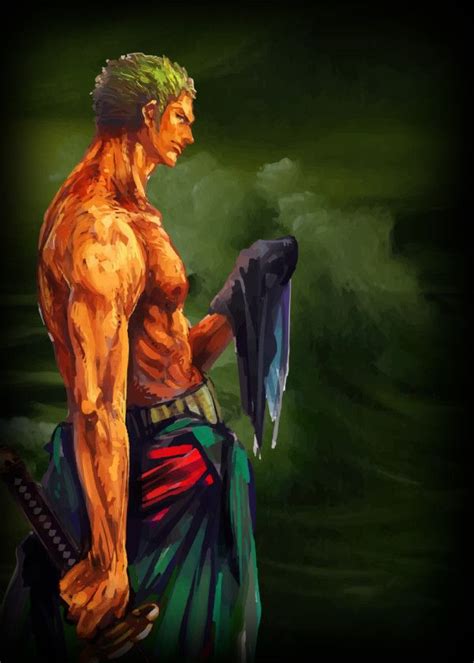 Roronoa Zoro In Painting Style From One Piece Poster By Thetoast61