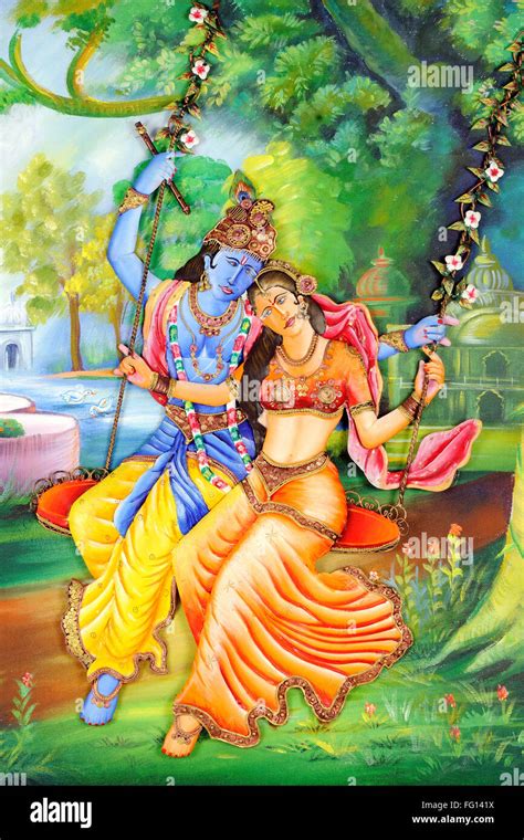 Pintura De Lord Krishna Y Radha India Fotografía De Stock Alamy