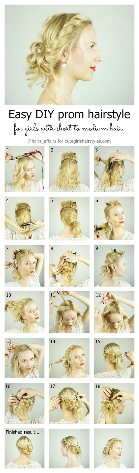 This hairstyle for short hair is super quick and super easy and looks gorgeous for a casual or. Easy DIY prom hairstyle for girls with short to medium ...