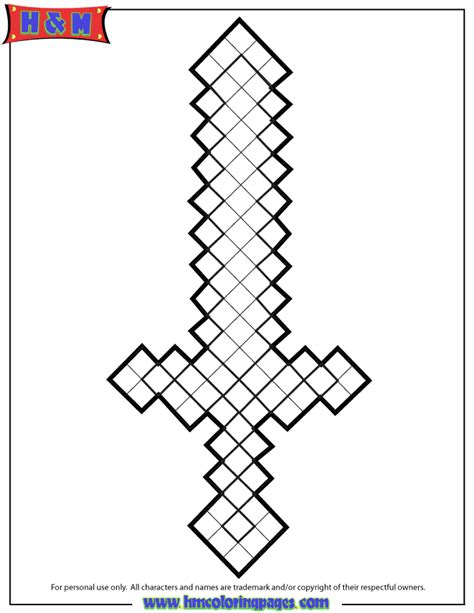 Minecraft Sword Coloring Page H And M Coloring Pages