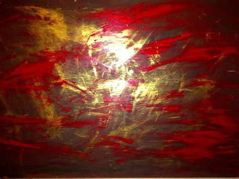 An Abstract Painting With Red And Yellow Colors