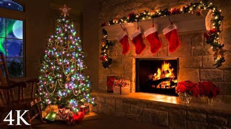 K Holiday Fireplace Scene Hour Christmas Video Screensaver By