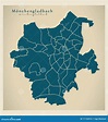 Mapa Moderno De La Ciudad - Ciudad De Moenchengladbach De Alemania Con ...