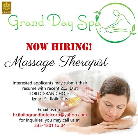 Were Hiring Massage Therapist Male Or Iloilo Grand Hotel Facebook