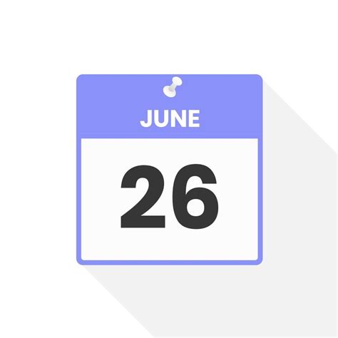 June 26 Calendar Icon Date Month Calendar Icon Vector Illustration