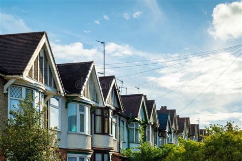 Row Of Typical English Terraced Houses In Northampton Stock Image