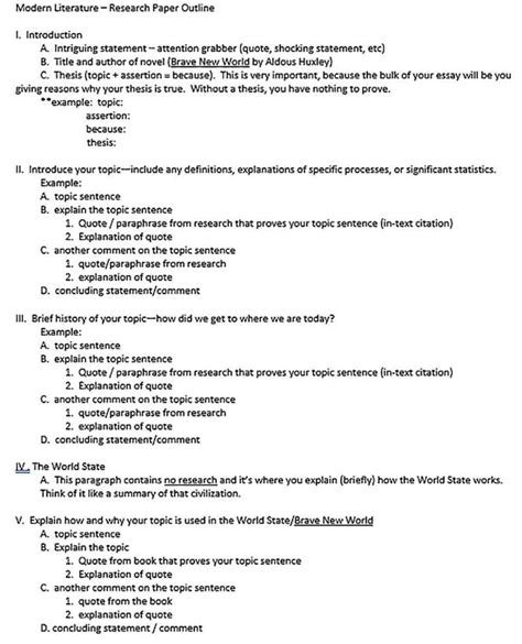 Research Paper Outline Template Room