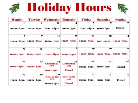 Holiday Hours, Plus Open Sunday Dec. 14th and 21st - Bergen County