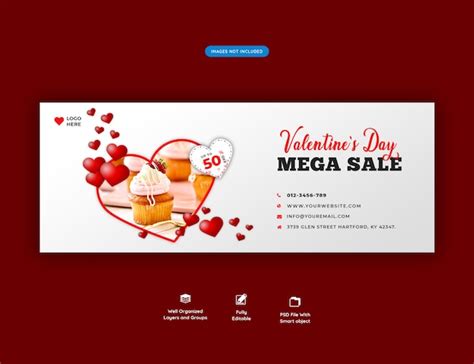 Plantilla De Portada De Facebook De Venta Y Juguetes De San Valentín