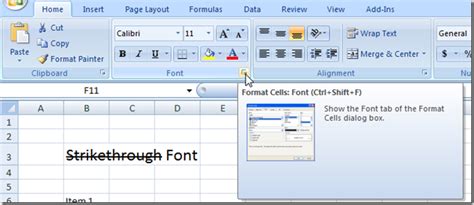 My favorite way is shown first, but a more manual option is also shown right after the first. Excel Dashboard Templates How-to Add a Strikethrough Text ...