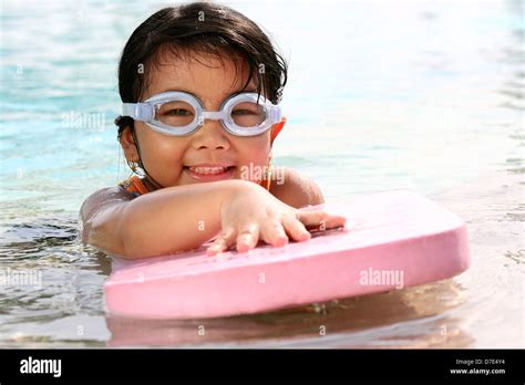 Child Learning To Swim Stock Photo Alamy