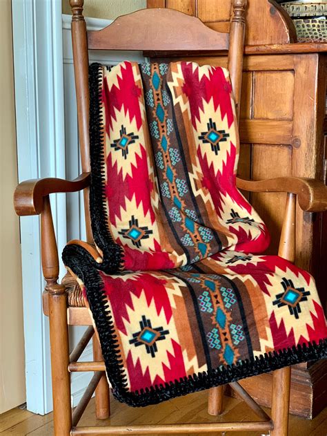 native american fleece blanket throw southwest blanket etsy