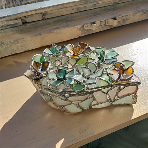 Sea Glass Flowery Jewelry Box Big Sea Stained Glass Trinket Box в 2020 г Идеи для дома Идеи