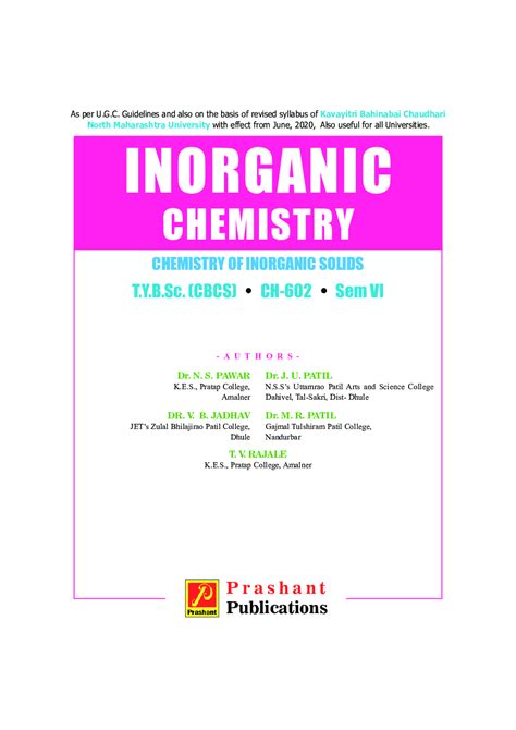 Download Ch 602 Kbcnmu Inorganic Chemistry Chemistry Of Inorganic