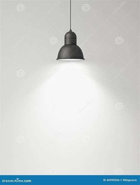 Hanging Black Lamp With White Wall Background Stock Illustration