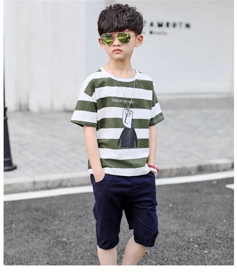 Kids Striped Boys Clothes Summer 2018 New Teen Boys Clothing Set Baby