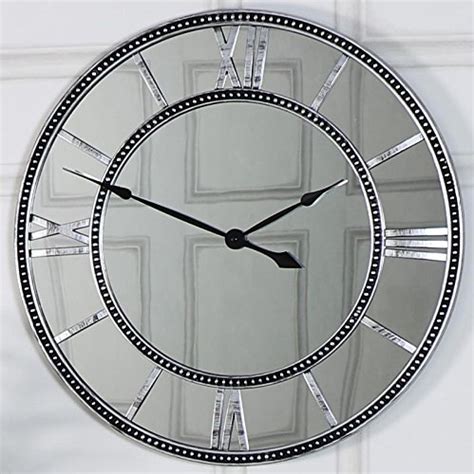 Melody Maison Silver Mirrored Skeleton Wall Clock Large Wall Clocks