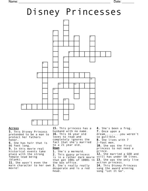 Disney Crossword Puzzles Printable For Hard Disney Cr