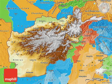 Physical Map Of Afghanistan Political Outside Shaded Relief Sea