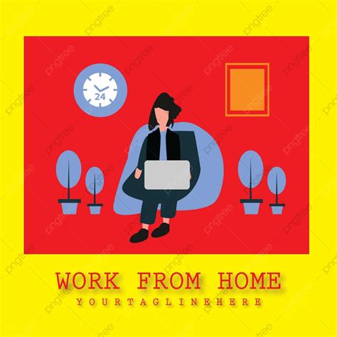 Working From Home Vector Design Images Young Lady Work From Home