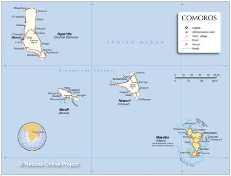 Administrative Map Of Comoros Nations Online Project Comoros Map