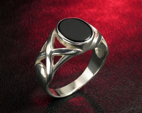 Mens Black Onyx Ring Sterling Silver Signet Ring For Etsy Uk