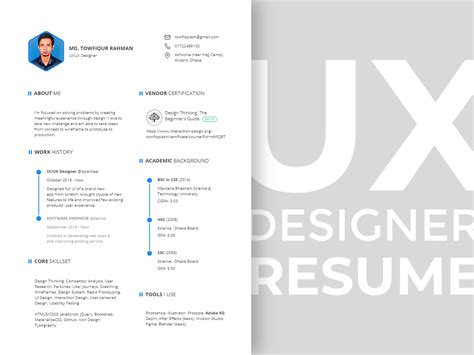Ux Designer Resume Template Uplabs