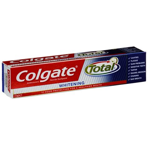 From movie stars to singers and youtube sensations, everyone's got white teeth. Colgate Total Whitening Toothpaste 175ml | Dental Care - B&M