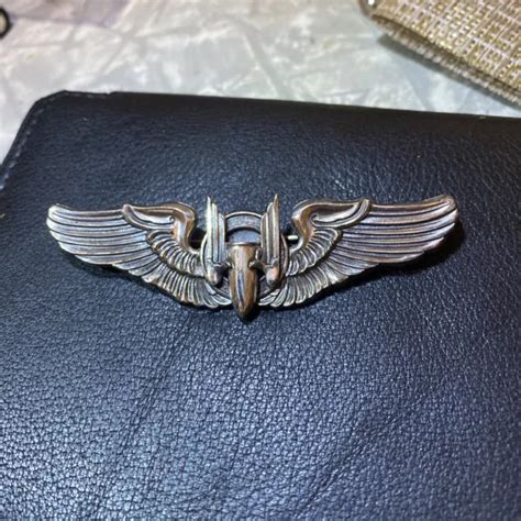 Us Military Wwii Air Force Vintage Sterling Silver Gunner Wings Pin