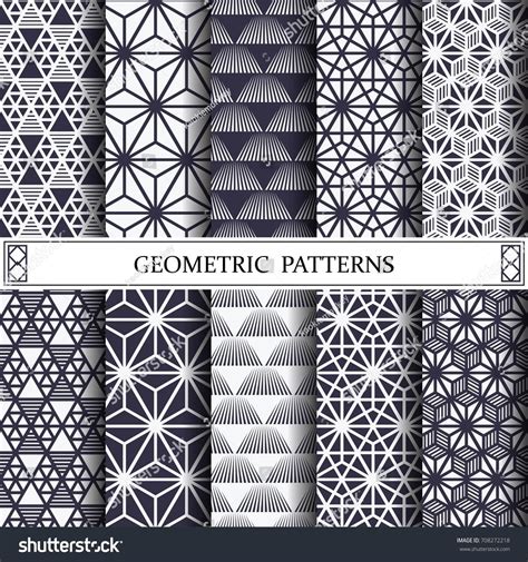 A Set Of Geometric Patterns In Black And White