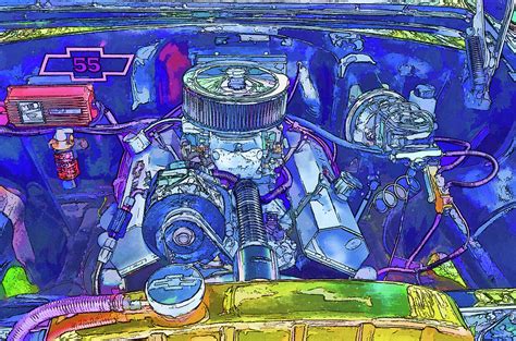 A View Of A Motor Car Engine Painting By Jeelan Clark Fine Art America