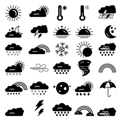 Premium Vector Set Of Black Weather Icons