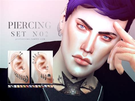 Piercing Set N02 By Pralinesims Sims 4 Jewelry