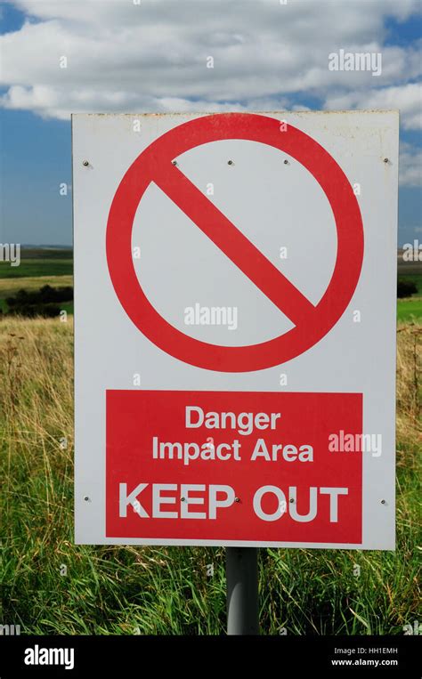 Warning Sign In The Military Training Area On Salisbury Plain Stock