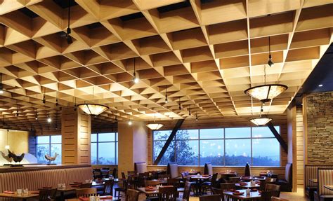 The contrast of black and white brings unmatched. Wooden suspended ceiling - CUBES - Rulon company - panel ...